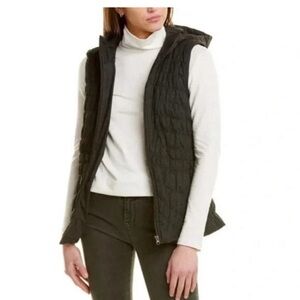 Avec Les Filles NWT Gray Charcoal Quilted Puffer Vest Hooded